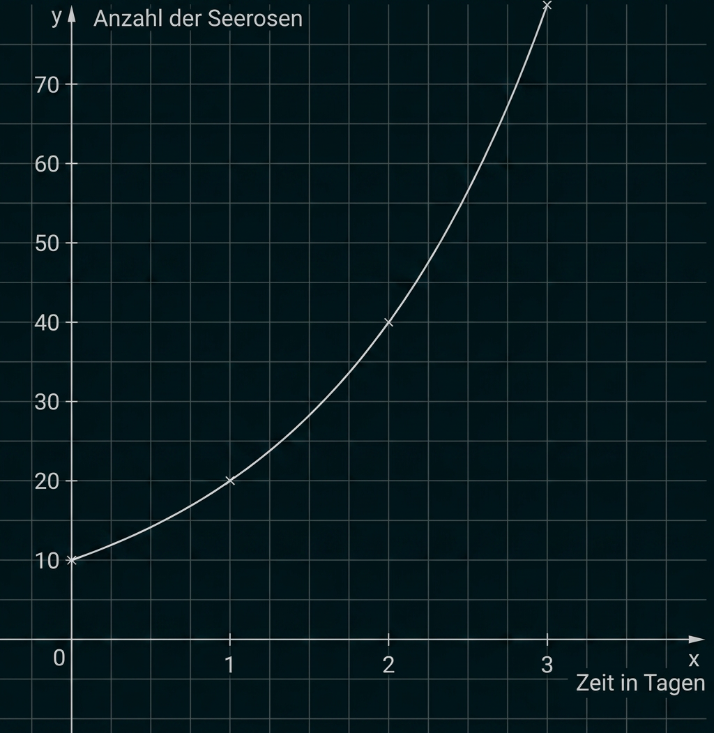 Diagramm zum Wachstum der Seerosenzahl über die Zeit in Tagen.